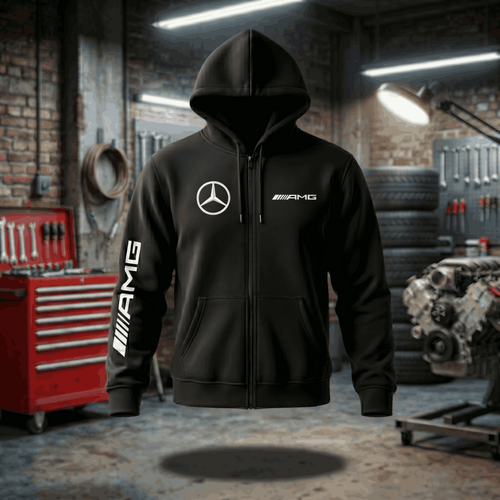 Hoodie zip-up mercedes com estampado