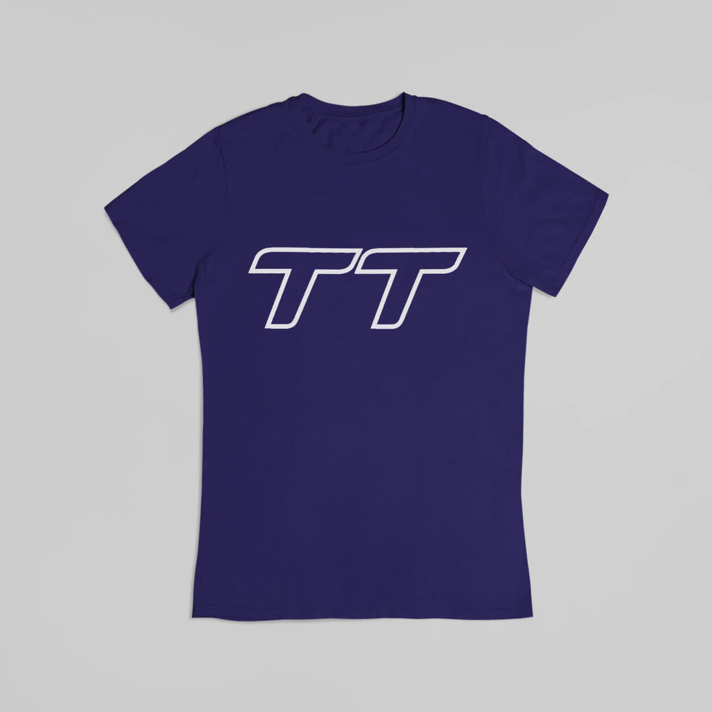 Camisa unissex Audi TT Performance na cor azul marinho, com design detalhado do carro na frente, feita pela Handmade Petrolhead Apparel.
