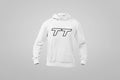 Moletom unissex Audi TT Performance Hoodie branco, com detalhes do carro Audi e design confortável, feito artesanalmente.
