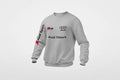 Moletom unissex Audi RS Performance, cinza, com detalhes de design esportivo e logo Audi, tecido confortável e de alta qualidade