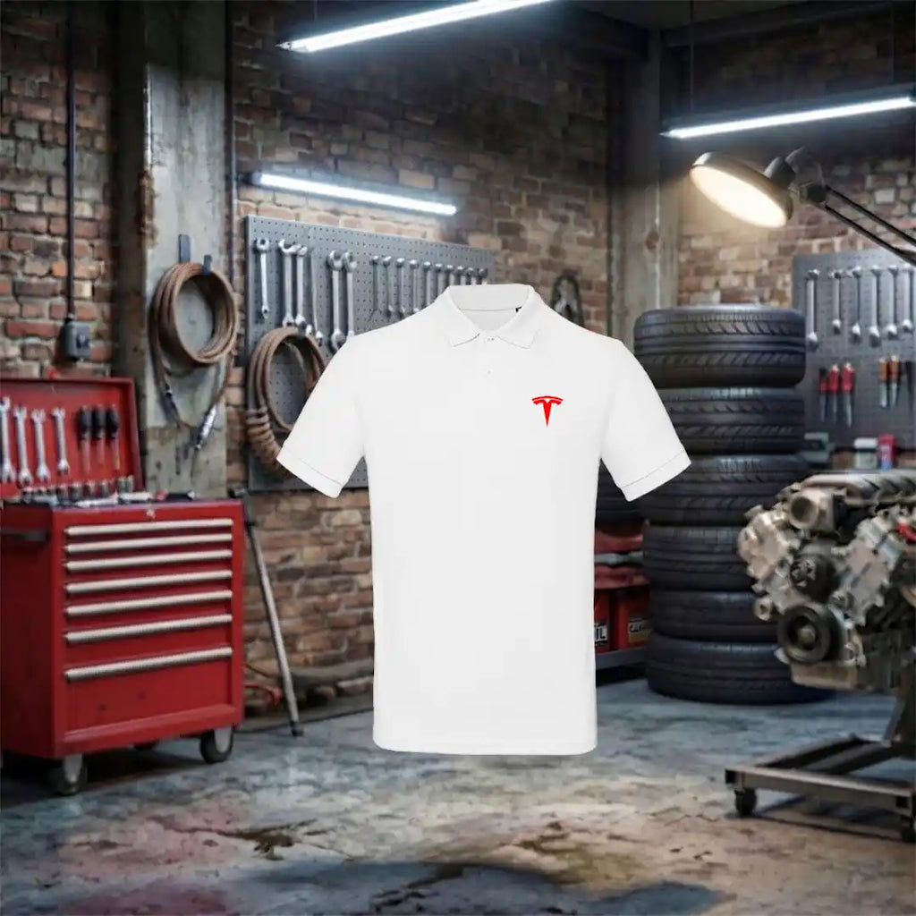 Polo Tesla Minimalist Essentials Unisex - Electric Vehicle Enthusiast