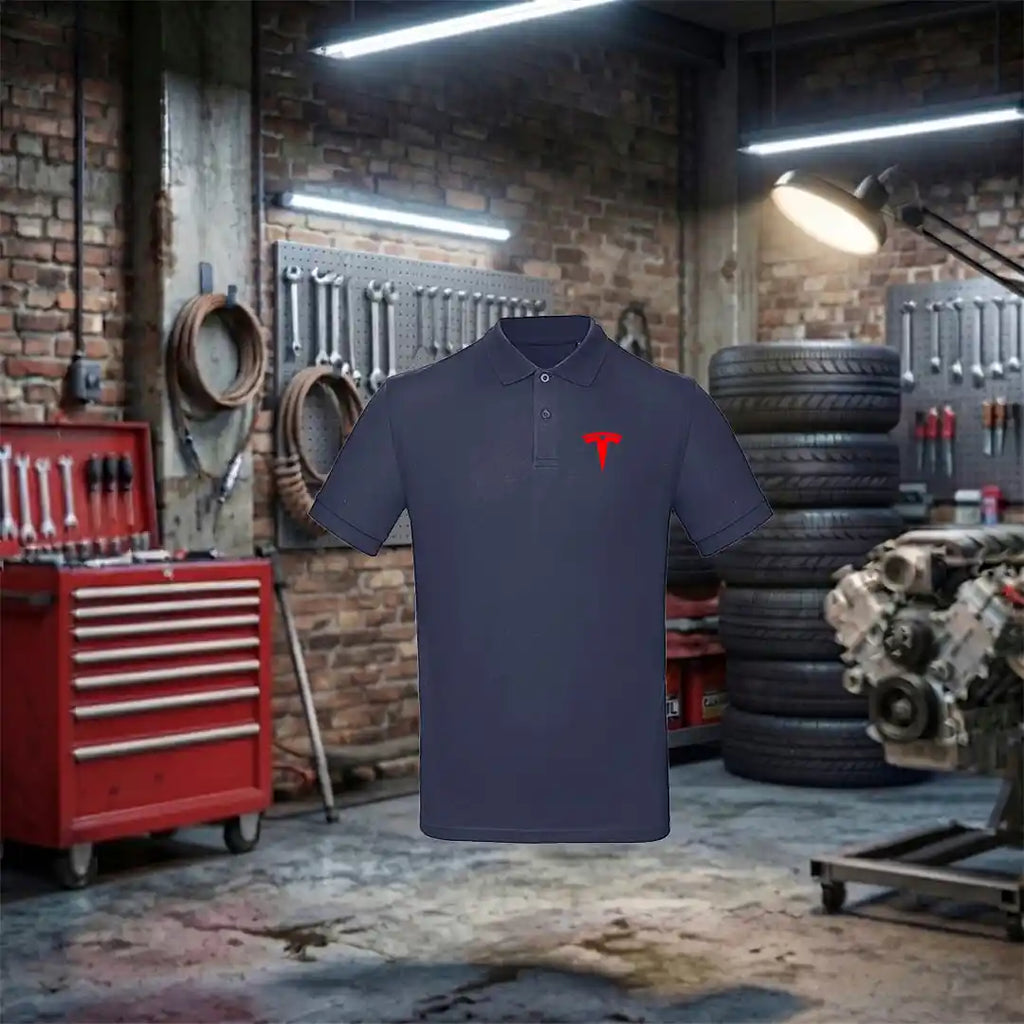 Polo Tesla Minimalist Essentials Unisex - Electric Vehicle Enthusiast